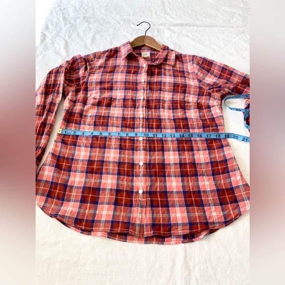J. Crew Women Plaid Button Up The Perfect Shirt Long Sleeve Red Pink - Picture 3 of 11